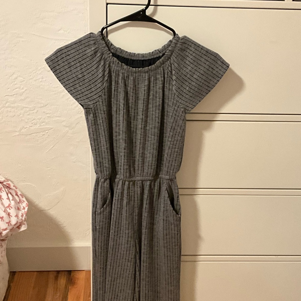 Gray Striped Jumpsuit